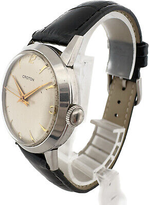 Vintage Croton 17 Jewel Men's Mechanical Wristwatch A8DA C 2495 Stainless Steel