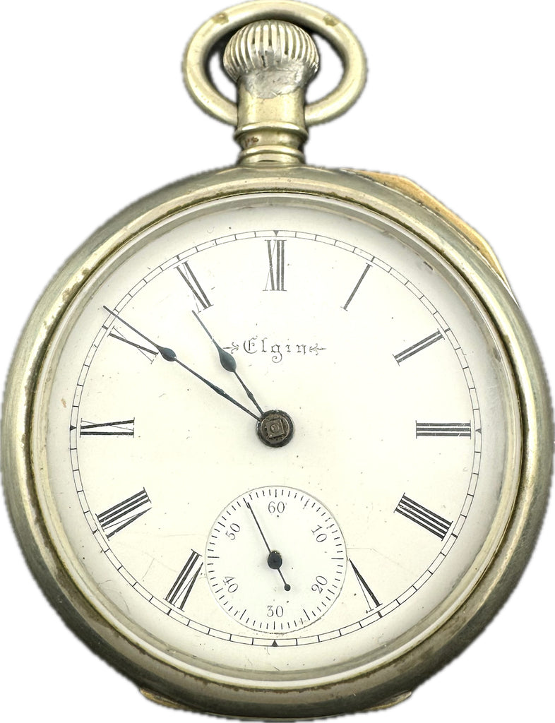 Antique 18S Elgin 7 Jewel Key Wind Open Face Pocket Watch Grade 97 Silverode