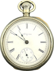 Antique Elgin 1908 18S 17J Grade 335 pocket watch in Silverode case. popular Watch win