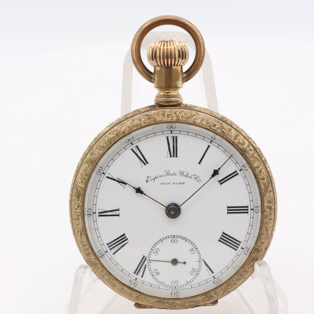 Antique 18S New York Standard Empire State Pocket Watch Grade 35 Fancy Engraved