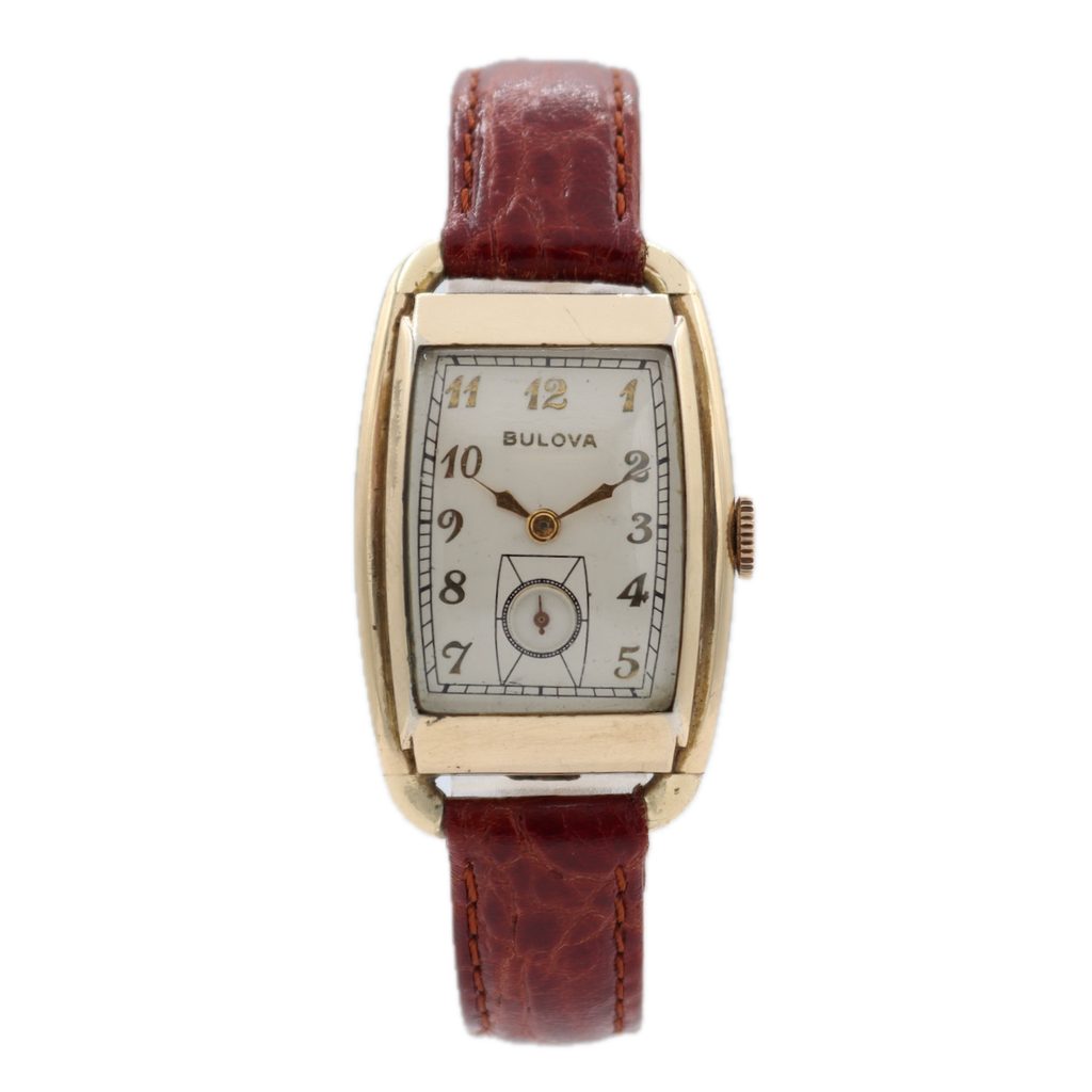 Vintage 25mm Bulova Alden 21 Jewel Men's Mechanical Wristwatch 10AE 10k RGP Runs