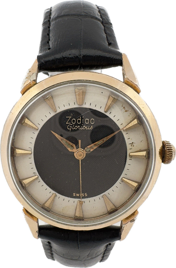 Vintage Zodiac 1094 Glorius 17 Jewel Men Mechanical Wristwatch Swiss wTuxedoDial