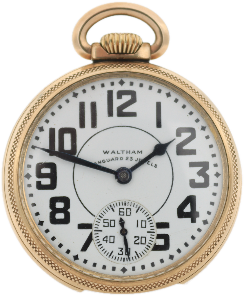 Vintage 16s 1943 Waltham 23J Railroad Pocket Watch Vanguard 10k GF USA