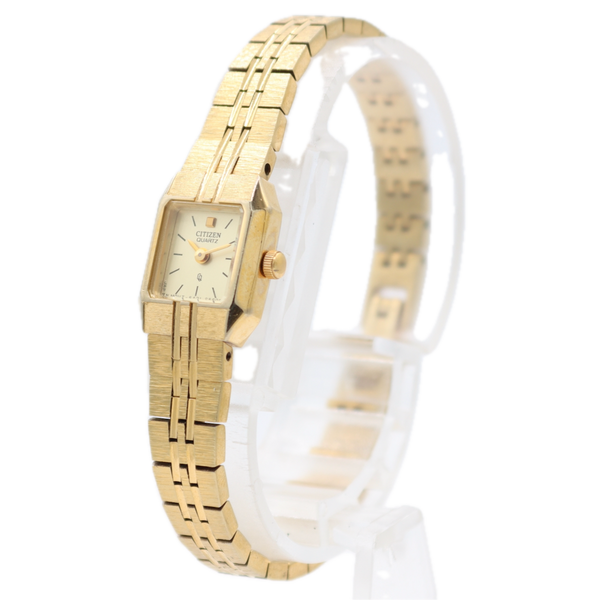 13mm Citizen 79001 Cocktail Size Ladies Quartz Wristwatch Japan Gold Tone