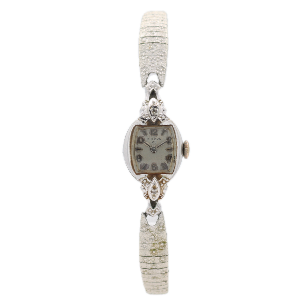 Vintage 14mm 1963 Bulova 2 Diamond Ladies Mechanical Wristwatch Swiss 10k RGP