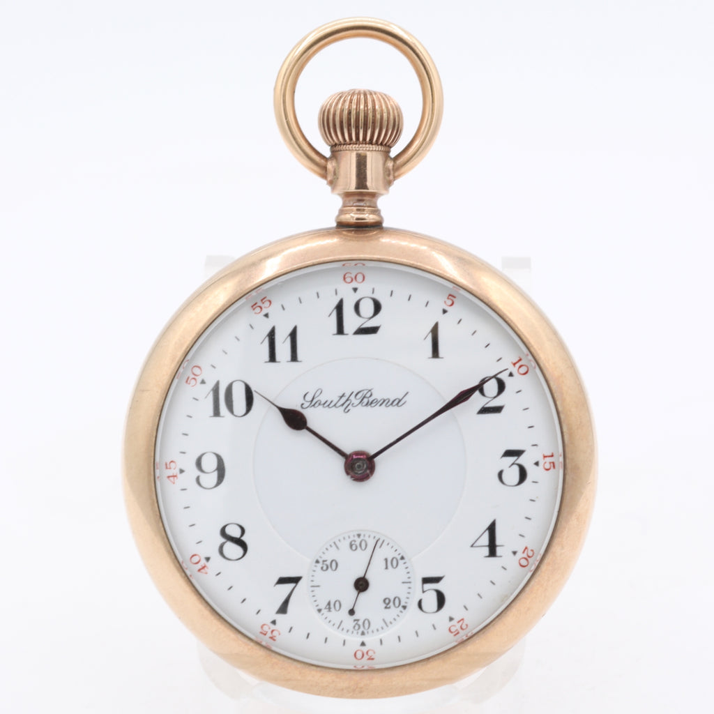 Antique 18s 1910 South Bend Studebaker 17j Railroad Pocket Watch 223 20 Year GF
