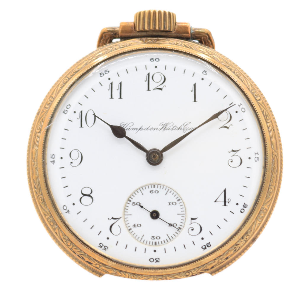 Antique 18s 1917 Hampden 15 Jewel Mechanical Open Face Pocket Watch 109 USA