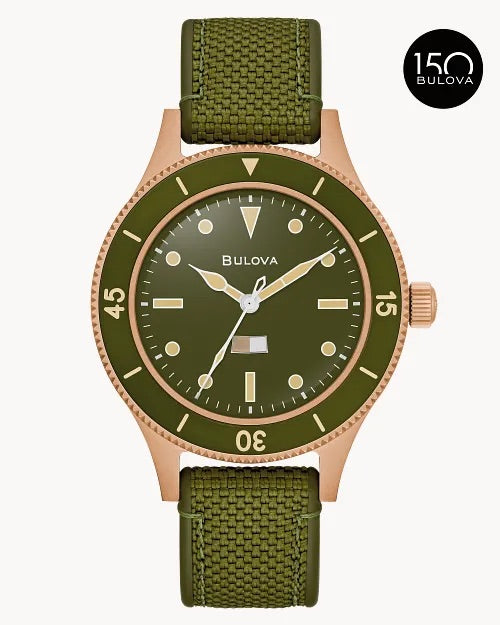 41mm Bulova 98A324 Mil-Ships Green & Bronze Men's Automatic Wristwatch Bronze