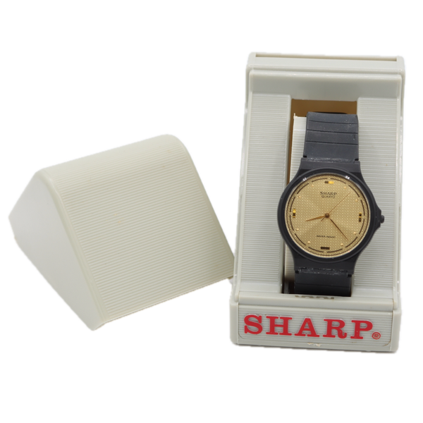 Vintage Sharp 383603 Gold Dial Men's Quartz Wristwatch Japan PVD CoatedWith Box