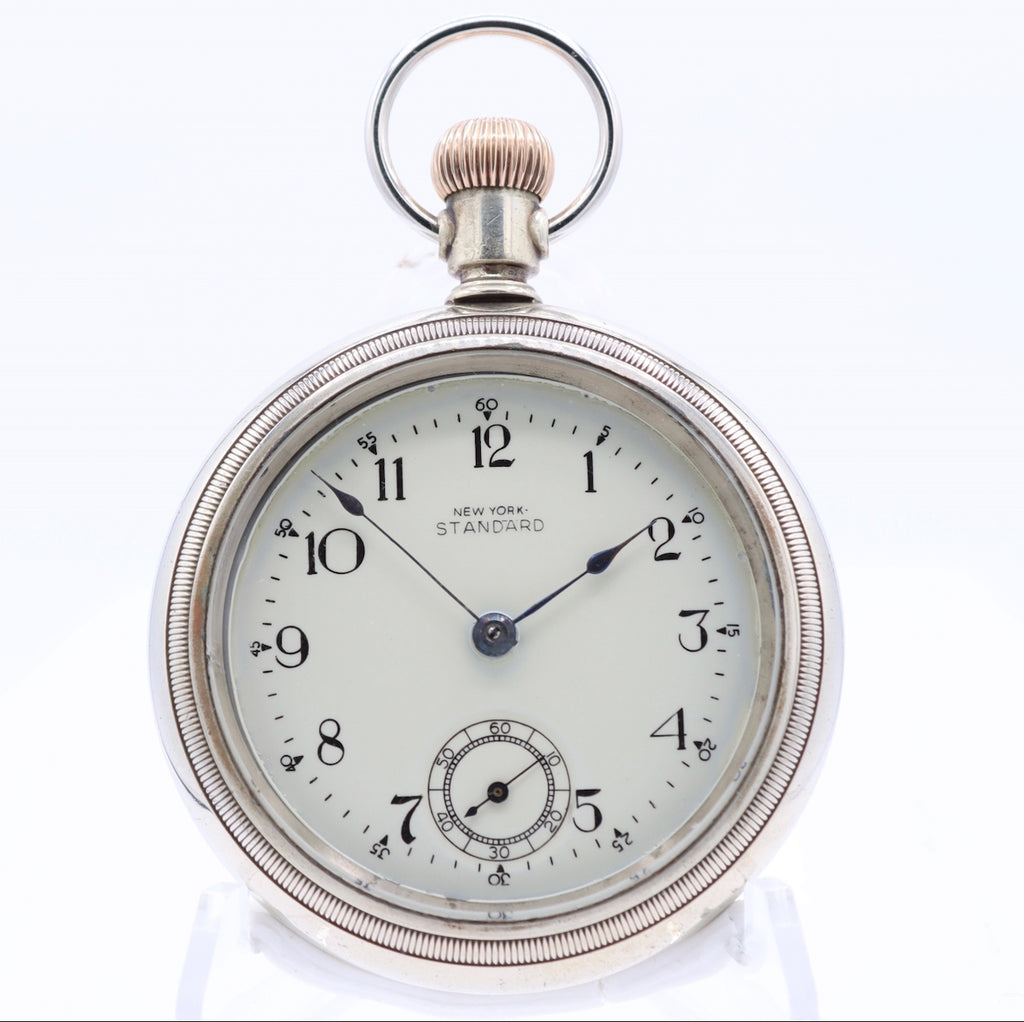 Antique 18S New York Standard Worm Drive 5 Jewel Mechanical Pocket Watch Nickel