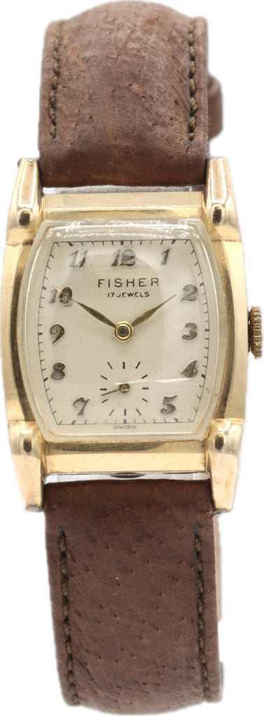 Vintage 24mm Fisher Men's Mechanical Wristwatch Semca 305 Swiss 10k RGP