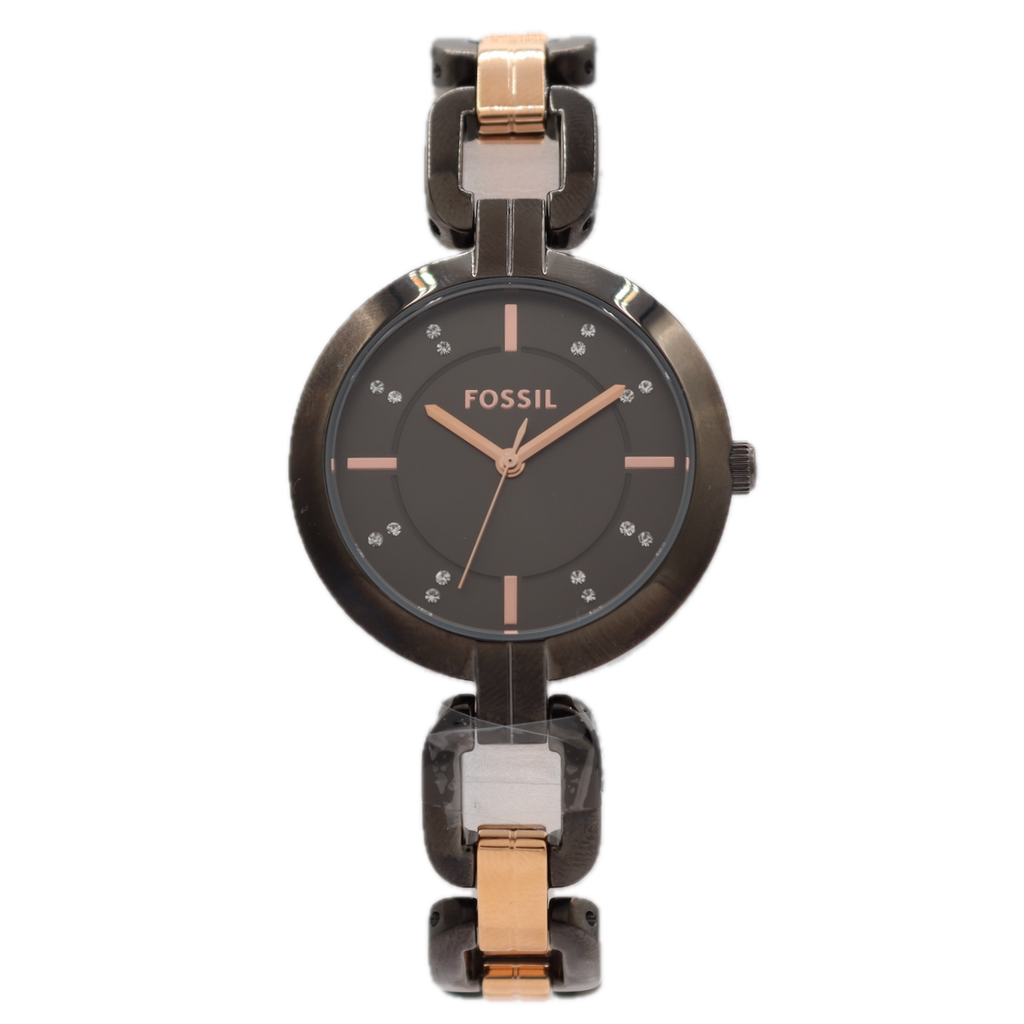 Fossil BQ3947 Kerrigan Ladies Quartz Wristwatch Gun Metal/Rose Gold With Box