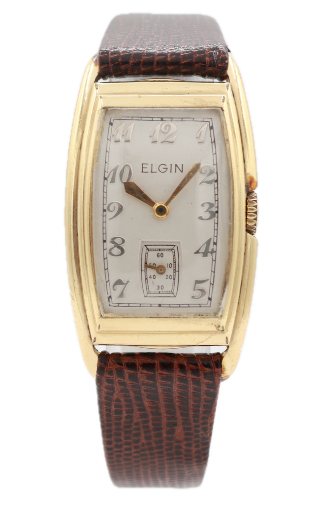 Vintage Elgin Stepped Case Men's Mechanical Wristwatch 537 USA 14k Gold Filled