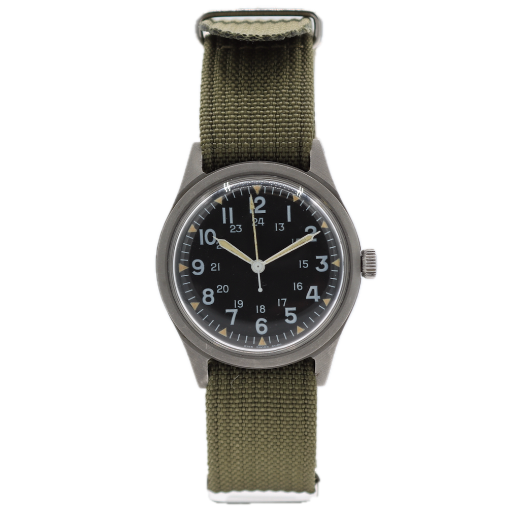 Vintage 34mm 1969 Benrus US Military Vietnam War Men's Wristwatch Steel