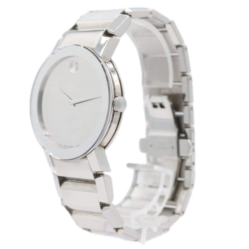 38mm Movado 84.G1.4896 Valor Mirror Dial Men's Quartz Wristwatch