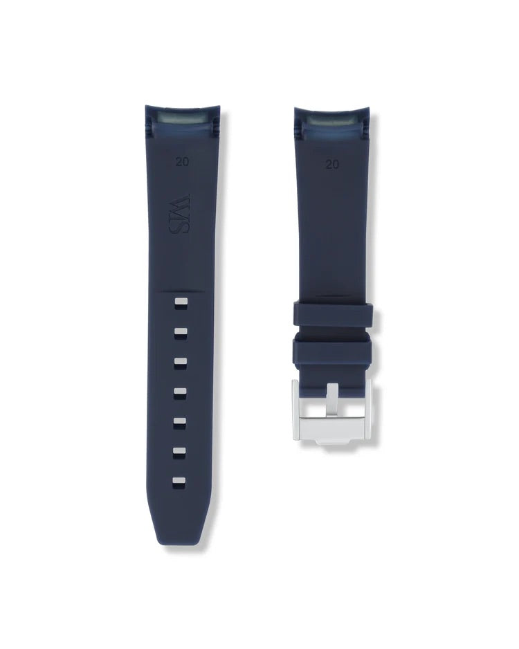 20mm WIS Straps Wristwatch Band Marine Blue Curved Rubber United States