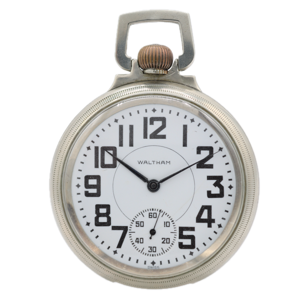 Antique 54mm Waltham Acid Etched 17 Jewel Mechanical Pocket Watch Nickel