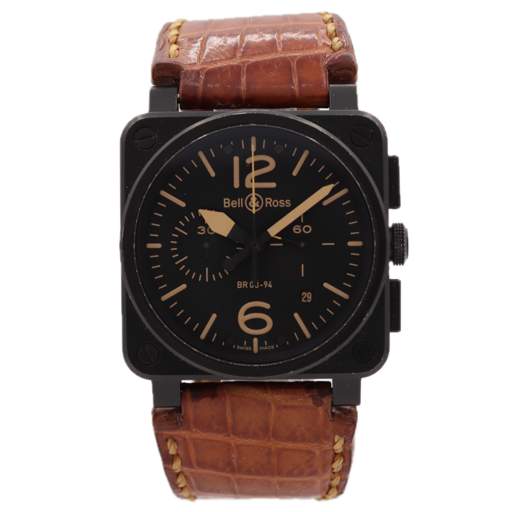 42mm Bell&Ross BR03-94-S-07027 Pilot-Style Men's Chronograph Wristwatch Swiss