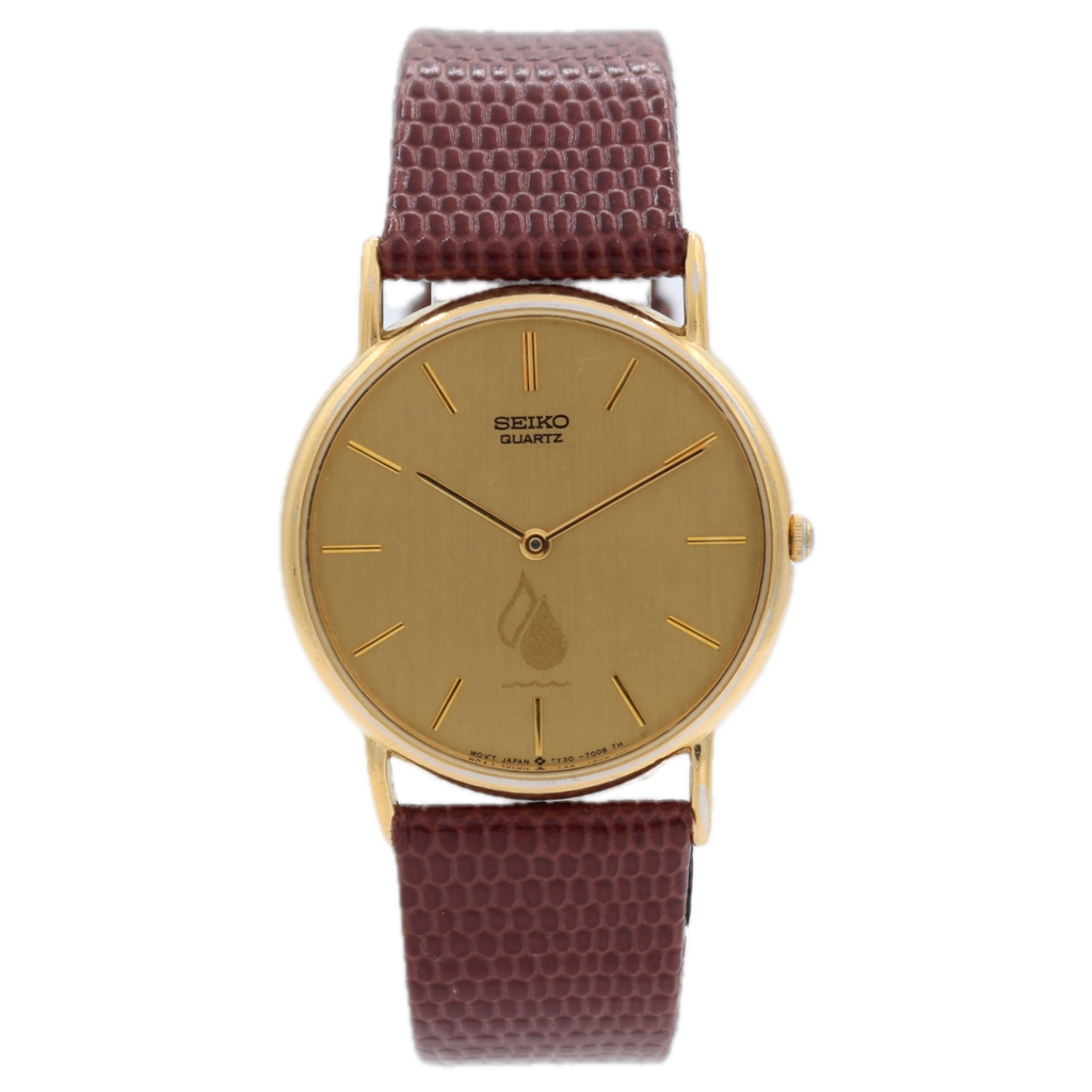 Vintage Seiko 5Y30-7009 Water Drip Logo Men's Quartz Wristwatch Japan Dress