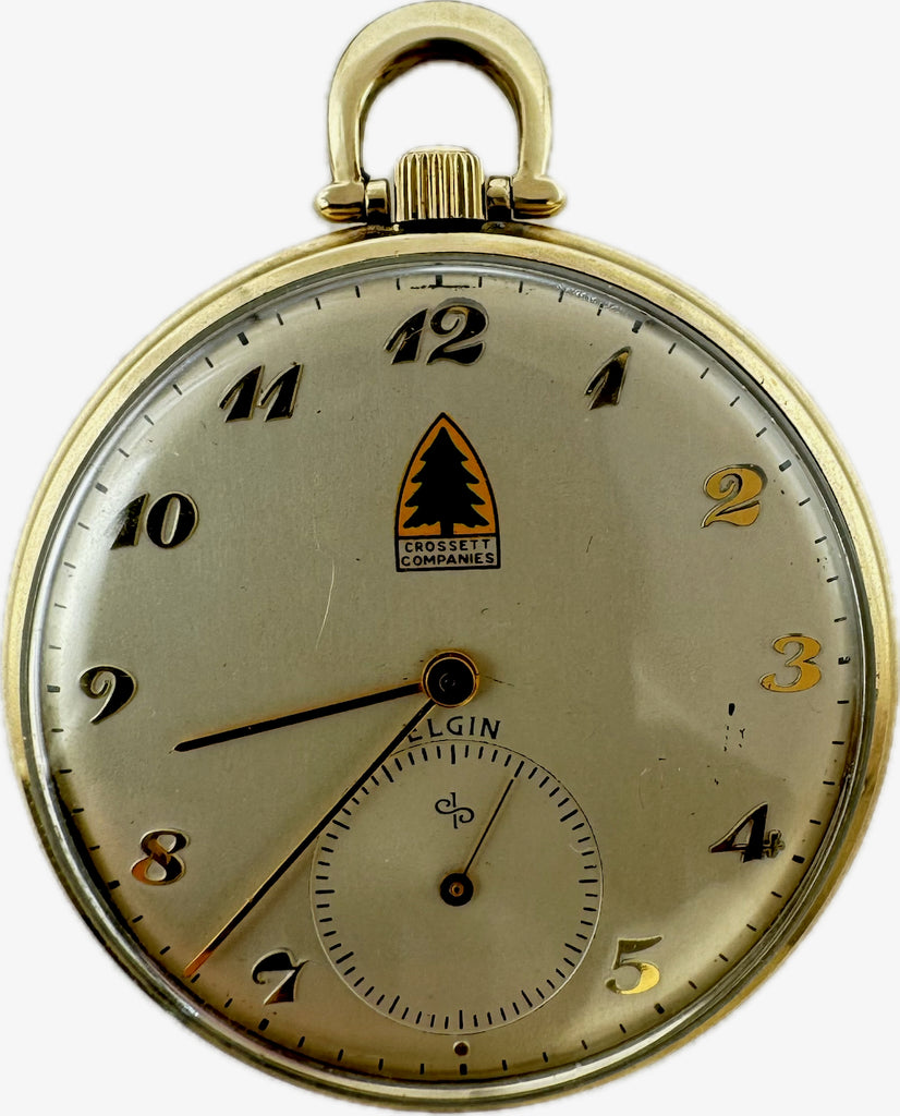 Antique 10S Elgin Tree Dial 17 Jewel Open Face Pocket Watch 542 Gold Filled