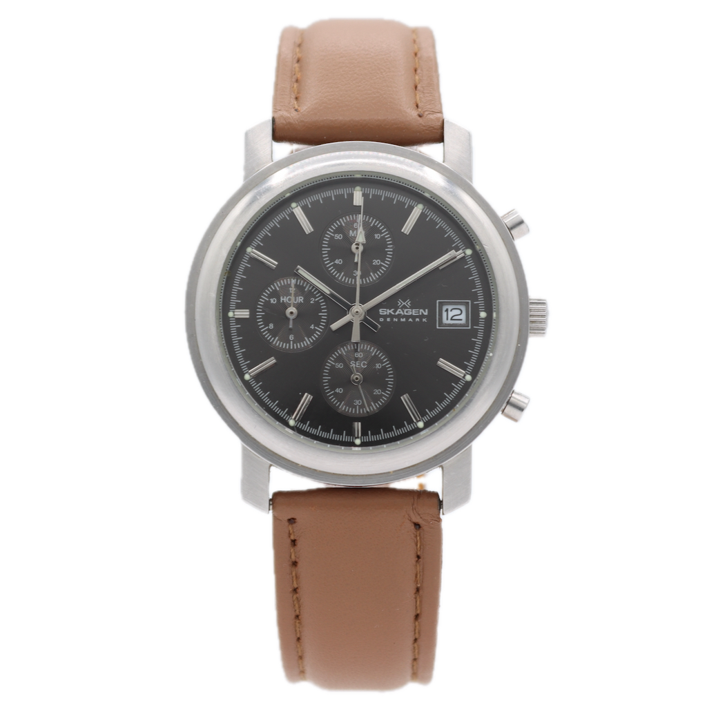 36mm Skagen 24USLM Ultra Slim Men's Quartz Chronograph Wristwatch Japan Steel