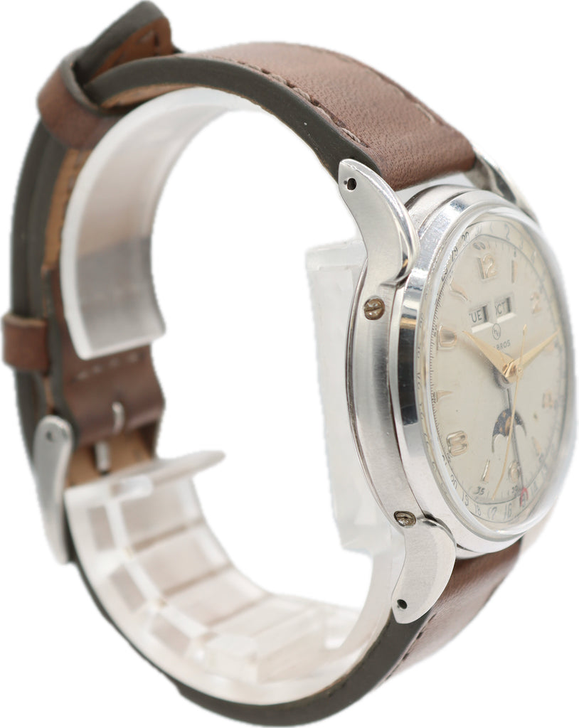 Vintage 35mm Helbros Triple Calendar Moonphase Men's Mechanical