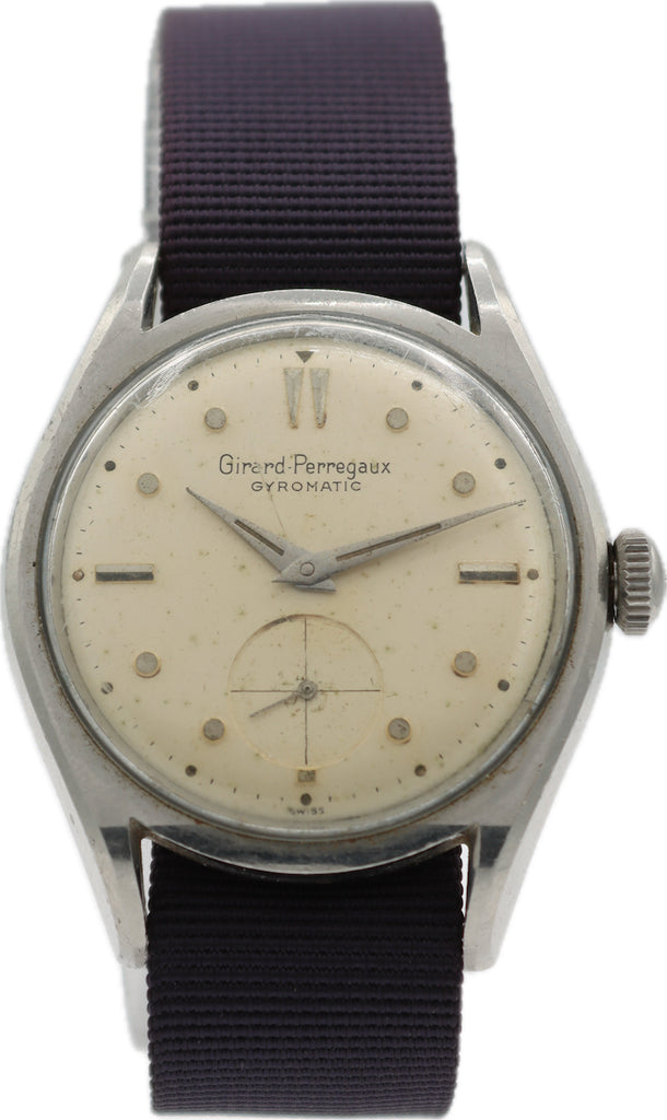 Vintage 34mm Girard Perregaux Gyromatic Men's Automatic Wristwatch Swiss Steel