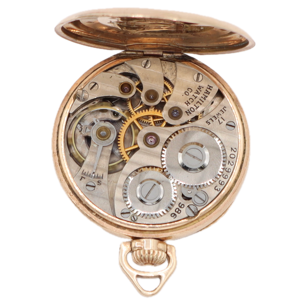 Antique 6/0s 1920 Hamilton Roman Mechanical Pocket Watch 986 25 Year GF USA