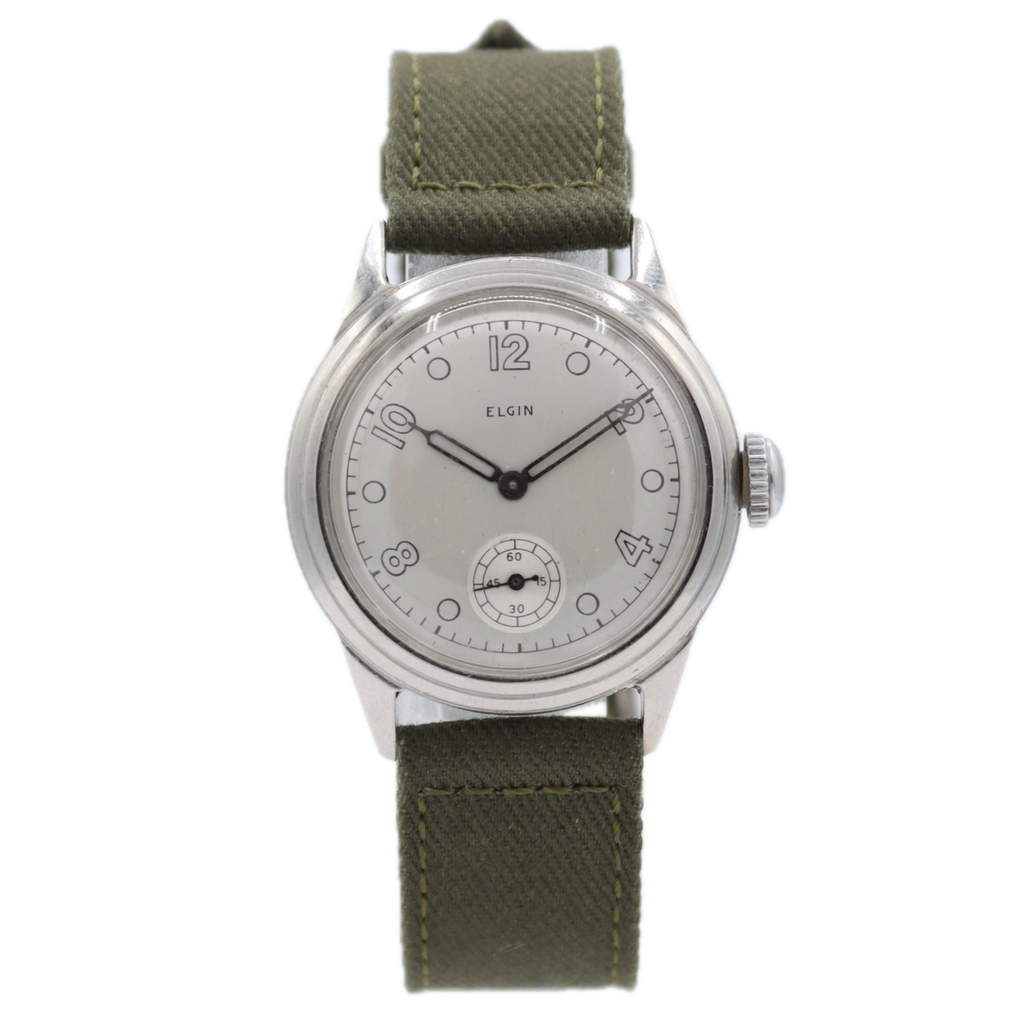 Vintage 1942 Elgin 6603 Service 15J Men's Mechanical Wristwatch 554 USA S.Steel