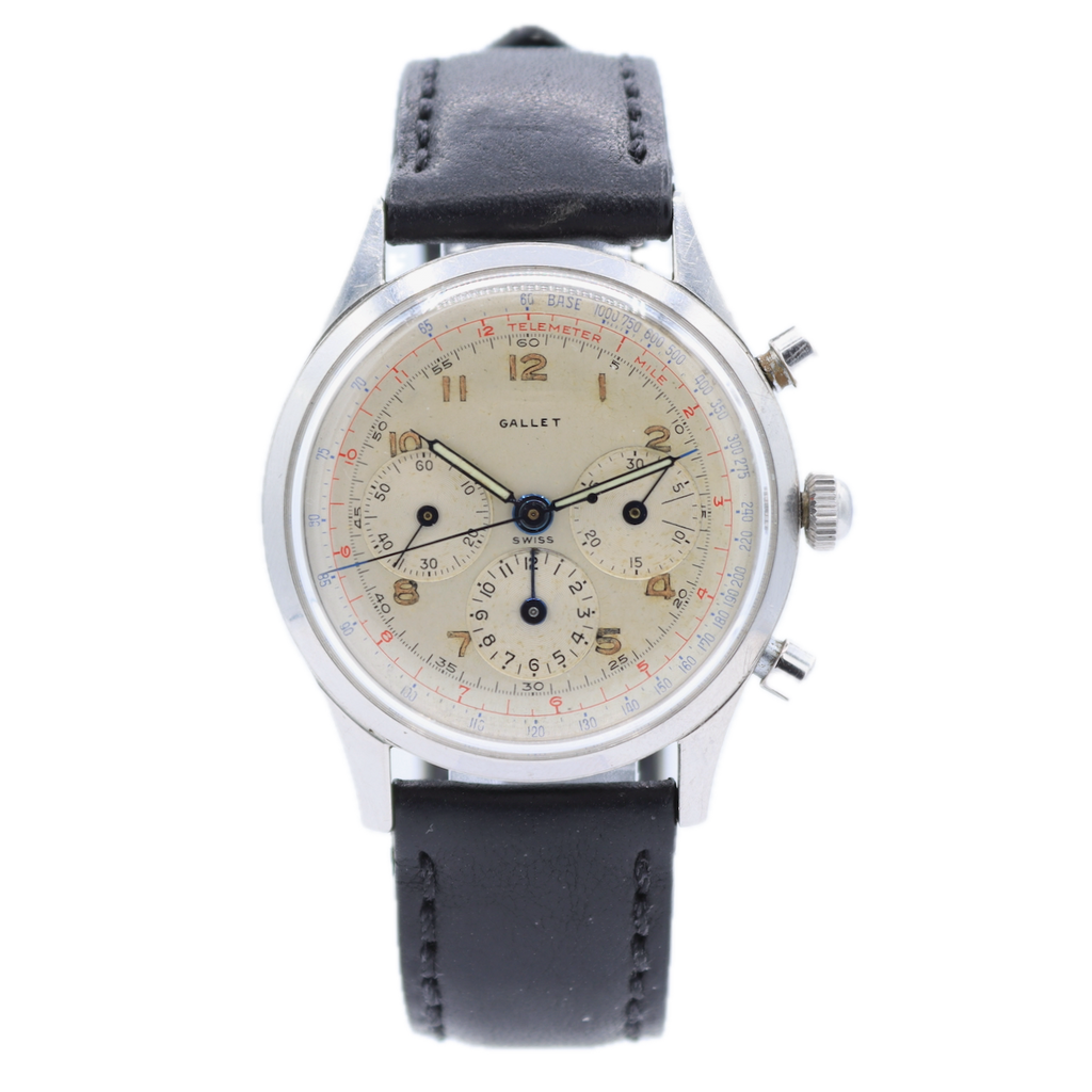 Vintage 37mm Gallet Multichron Men's Chronograph Wristwatch EP 40 Swiss Steel