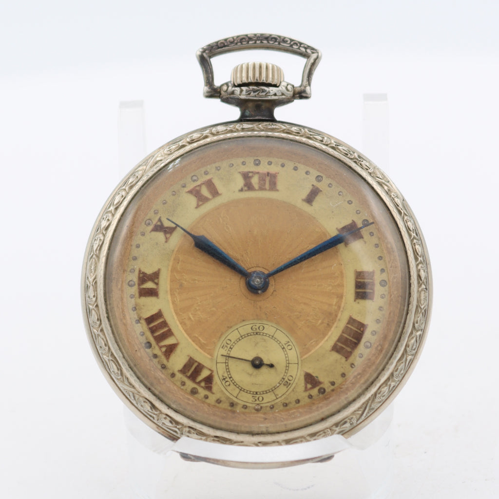 Antique Bulova Art Deco 17J Mechanical Pocket Watch Thin Hi W/Box 14k GF Swiss