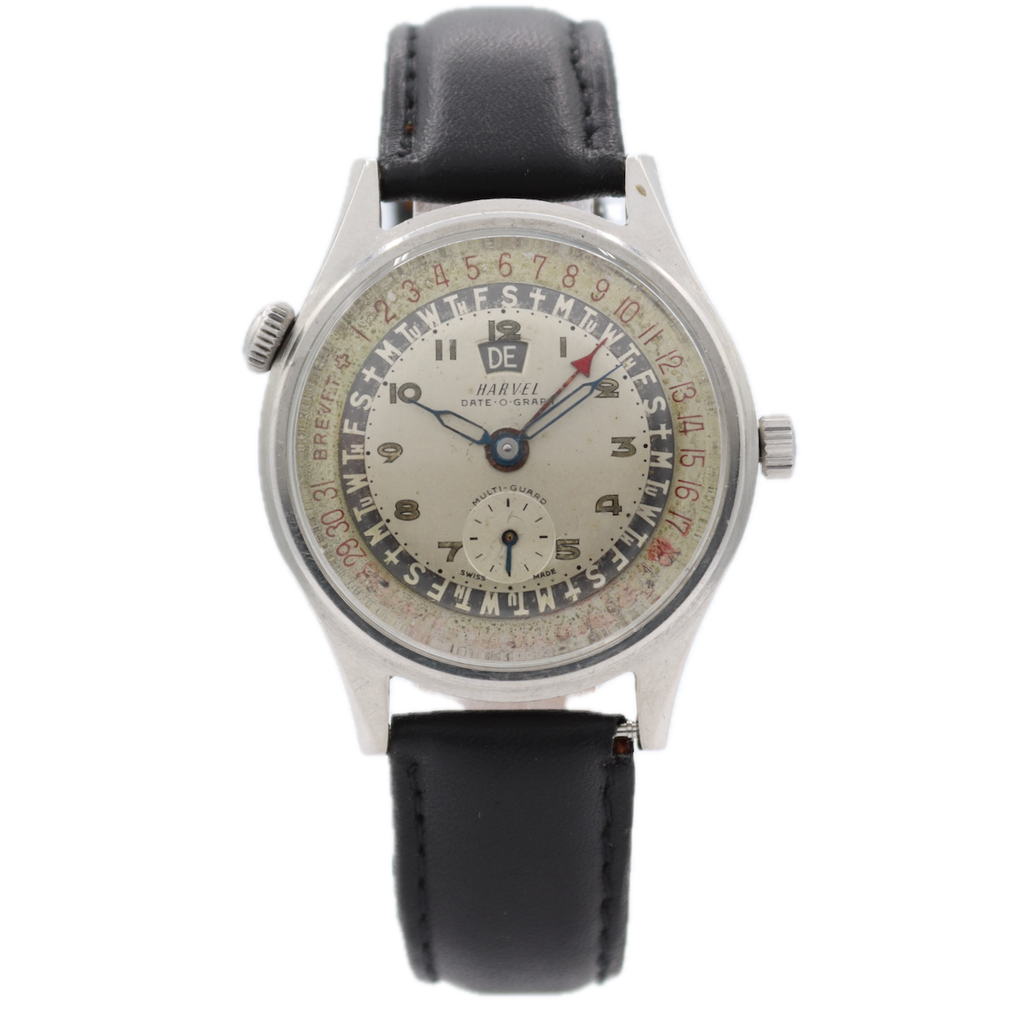 Vintage 36mm Harvel Date-O-Graph Men's Automatic Wristwatch Triple Calendar