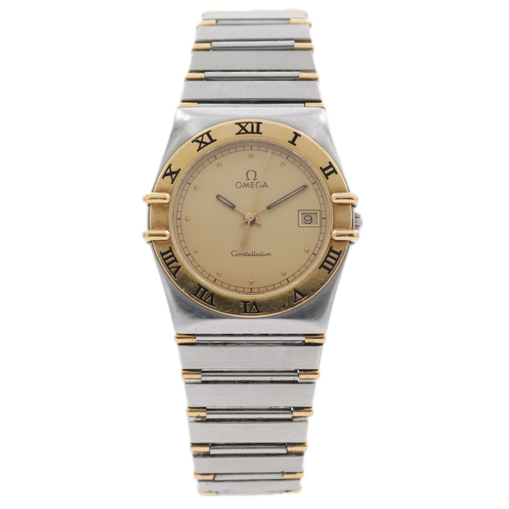 Vintage Omega 396.1070/1080 Constellation Men's Quartz Wristwatch Swiss Two Tone