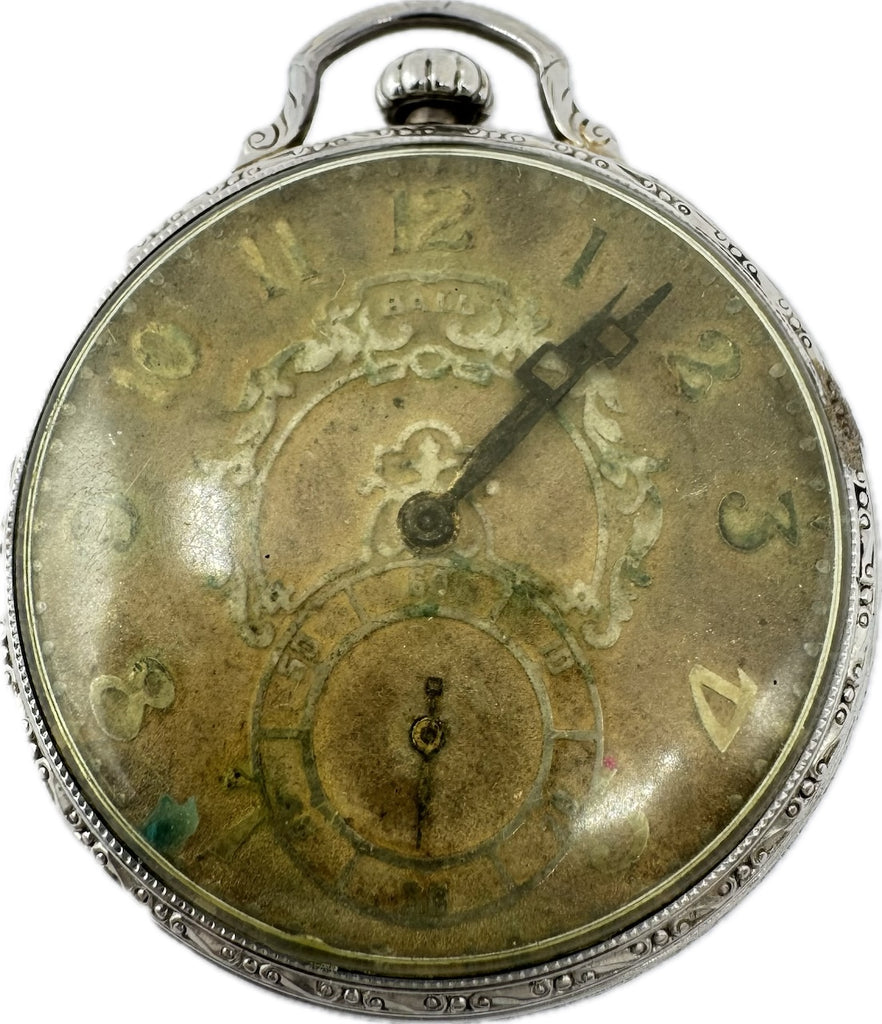 Antique 12S Ball Commercial Standard Fixed Bow Pocket Watch Illinois 417 14k GF