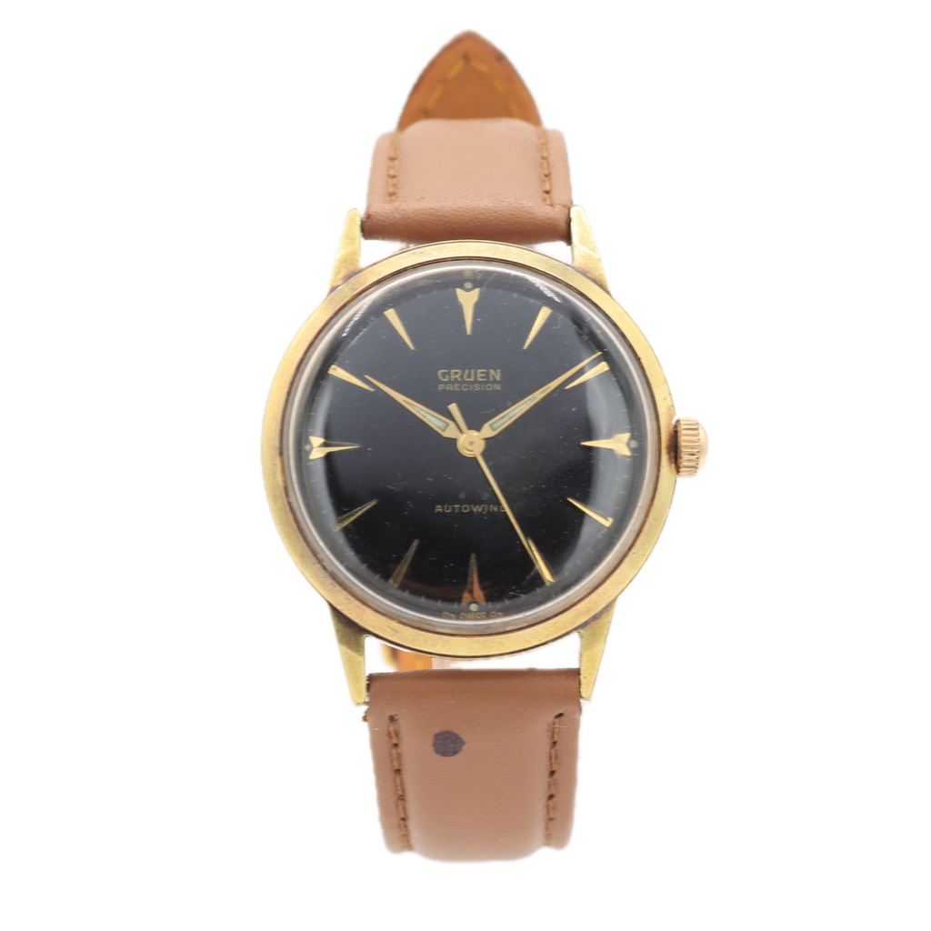 Vintage 35mm Gruen Precision 17 Jewel Men's Automatic Wristwatch N710 SS Runs