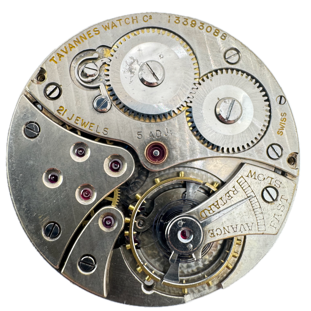 Antique 12s Tavannes 21 Jewel Mechanical Pocket Watch Movement Swiss fParts