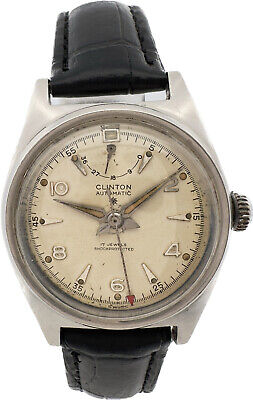 Vintage Clinton 17 Jewel Men's Automatic Wristwatch AS 1382 Steel w PowerReserve