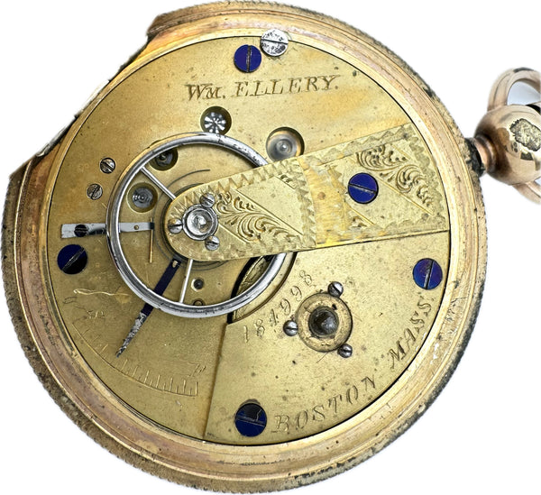 Antique 18S 1865 Waltham Key Wind Hunter Pocket Watch Ellery GFPost Civil War