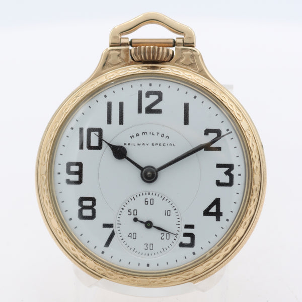 Antique 16s 1966 Hamilton 21 Jewel Pocket Watch 992B w Approval Card 10k GF