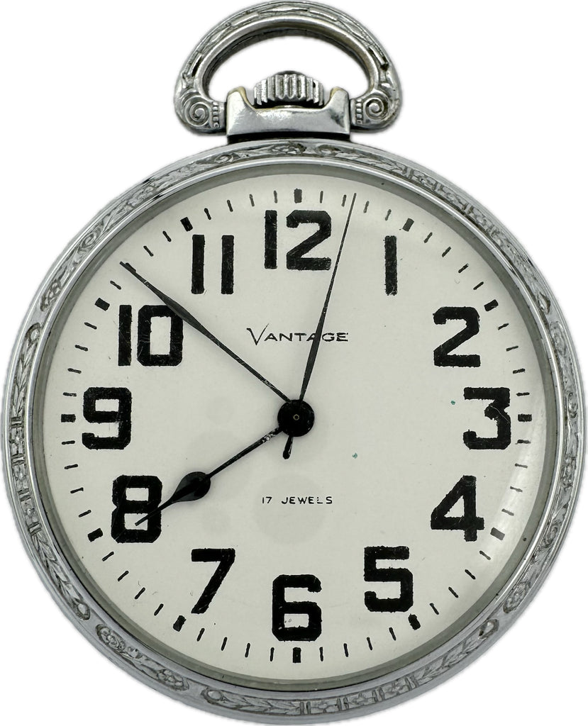 Vintage Vantage Sweep Second Mechanical Pocket Watch Standard Time 177 Chrome