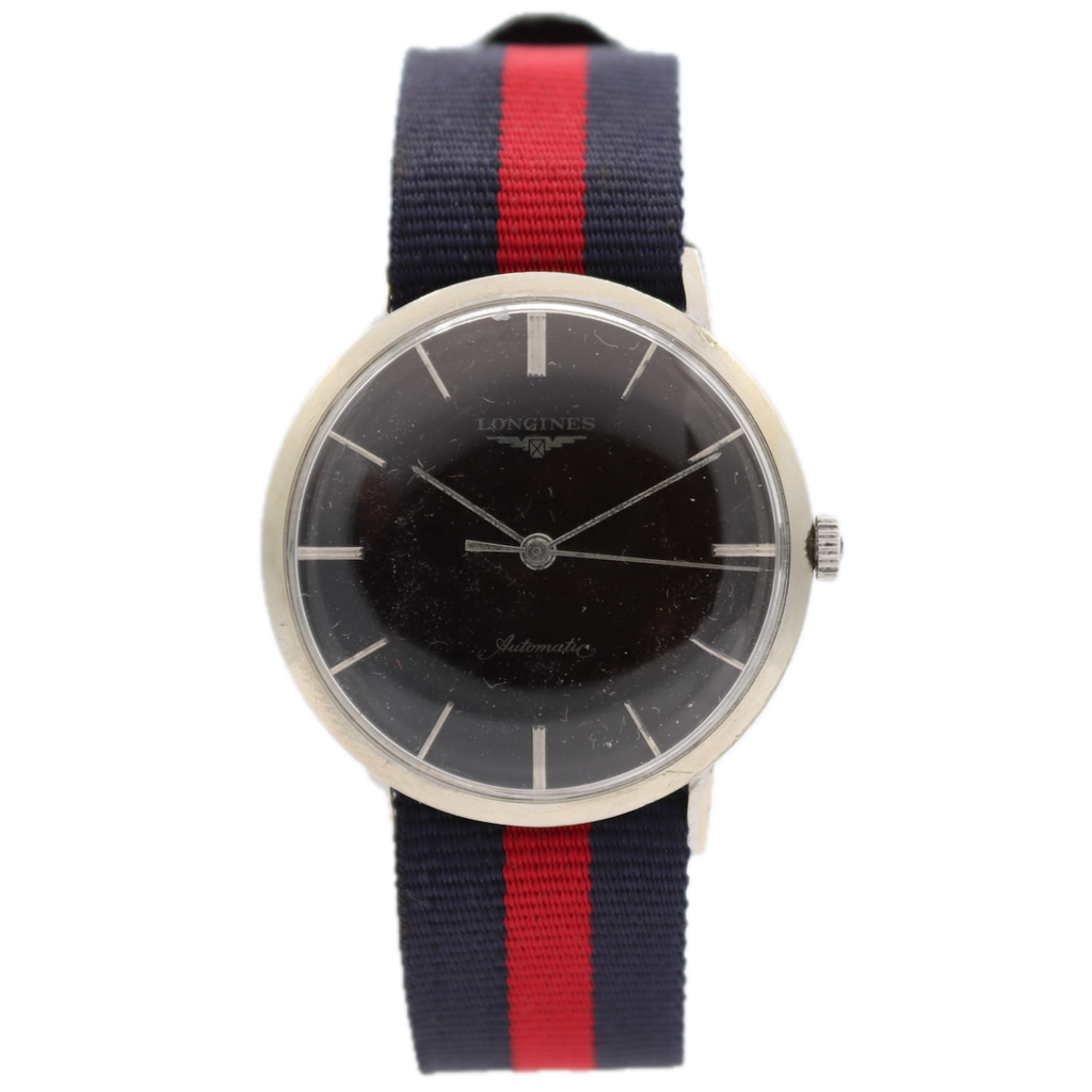 Vintage 1957 Longines 1023 Dark Brown Dial Men's Automatic Wristwatch 19AS Swiss