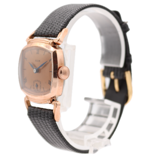 Vintage 25.5mm 1940 Elgin Swivel Lugs 15J Men's Wristwatch 519 10k Pink GF