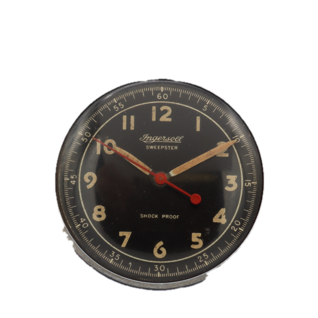 Antique 18s Ingersoll Sweepster Mechanical Pocket Watch Chrome Plated Swiss