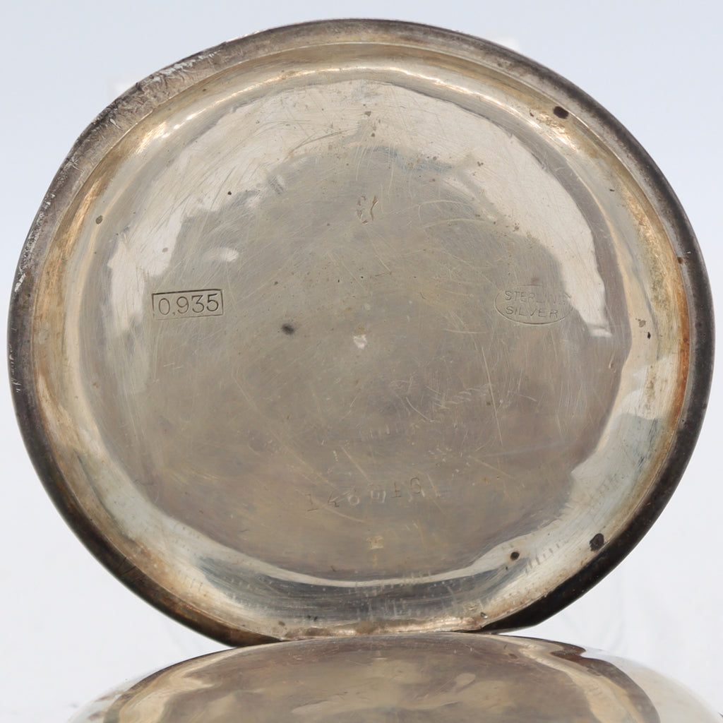 3-2568 Sterling（銀製）記念バッチ Antique JH Hasler Triple Date Moon Phase Pocket Watch