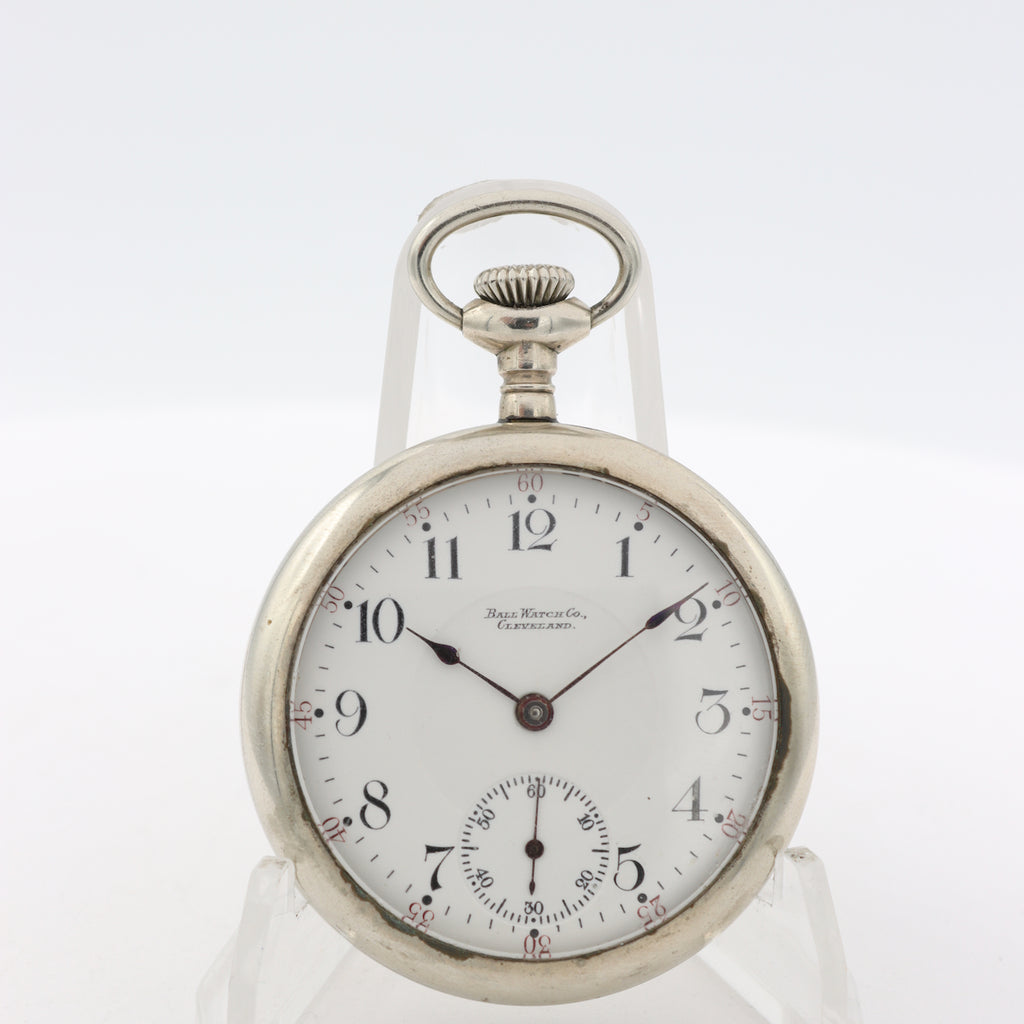 Antique 16s 1910 Ball 17 Jewel Pocket Watch Commercial Standard Silveroid