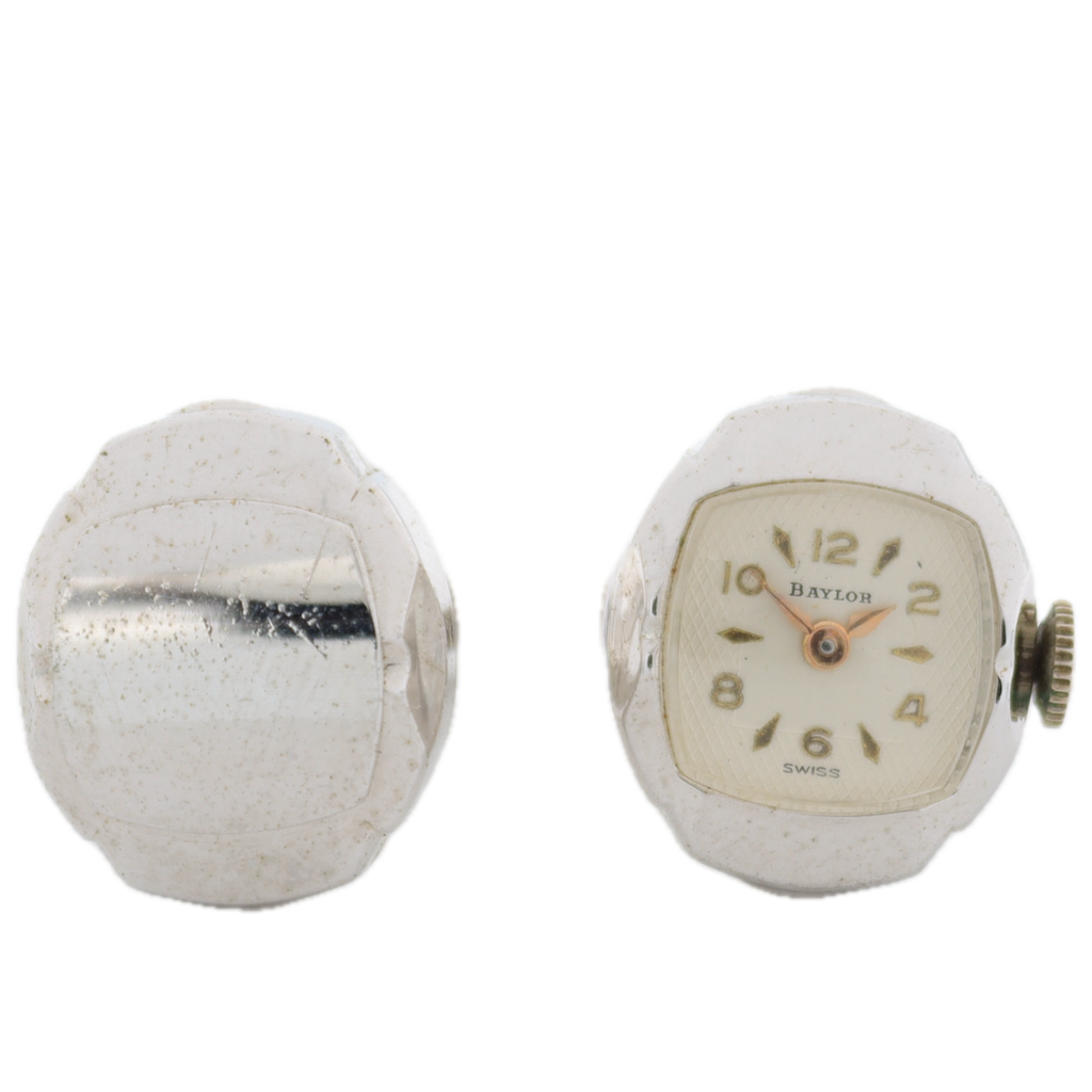 Vintage Baylor Cufflinks 17 Jewel Men's Mechanical Wristwatch Swiss 10k RGP