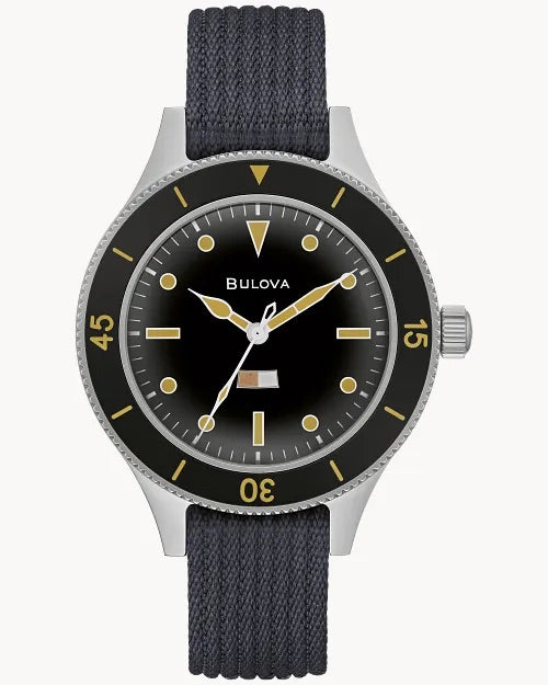 41mm Bulova 98A266 Mil-Ships Black Men's Automatic Wristwatch Steel 666Ft/20Bar