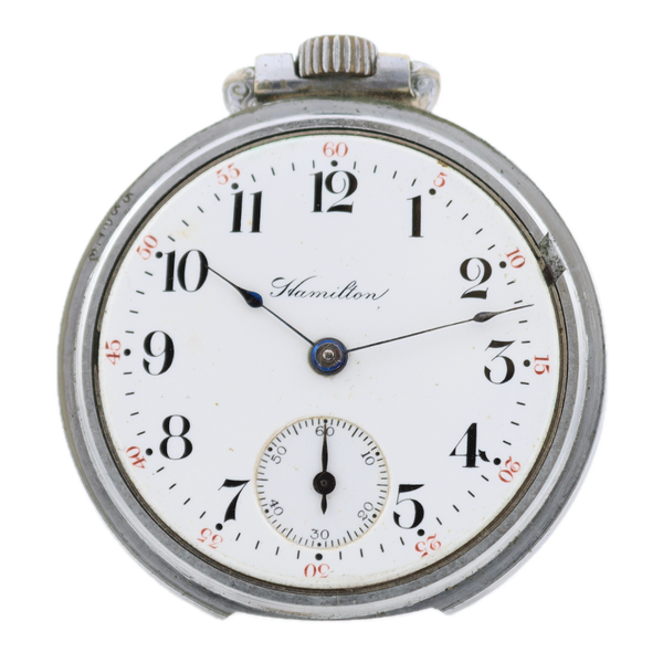 Antique 18s 1907 Hamilton 17 Jewel Mechanical Pocket Watch 924 Chrome USA