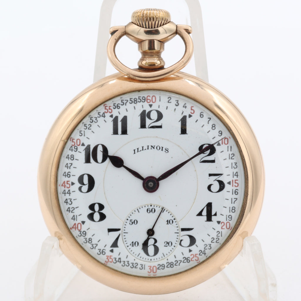 Antique 1922 Illinois 21j Railroad Pocket Watch Bunn Special 25 Year GF USA