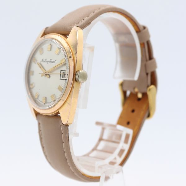 Vintage Mathey-Tissot Sunburst Date Men's Mechanical Wristwatch 800 Gold Tone